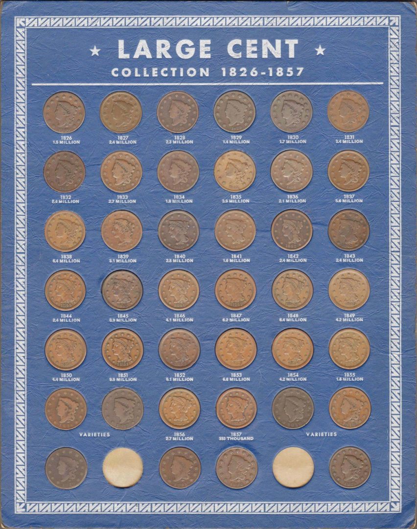 The author's Whitman large cent coin board.