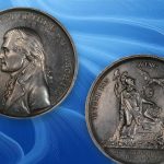 The Jefferson Inauguration medal against a blue background