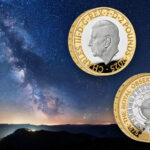 The Royal Mint Royal Observatory commemorative against a starry night sky