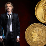 Rick Springfield next two a 1907 Saint-Gaudens double eagle and an 1879 Flowing Hair Stella