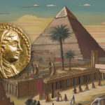 The Berenice II 1/4 drachma next to an illustration of ancient Egypt
