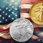 The 2026 Best of the Mint 1916 Walking Liberty half dollar and medal with an artistic American flag background