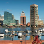 The skyline and harbor in Baltimore, Maryland