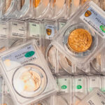 An assortment of slabbed coins