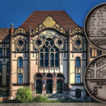 The School for the Blind coin next to the School for the Blind building