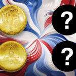 The 1926 $2.50 coin beside two black circles with white question marks