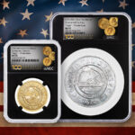 The Continental Currency commemoratives with an American flag background