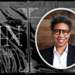 Jen Ingram's headshot against her Numismatics Noir card deck