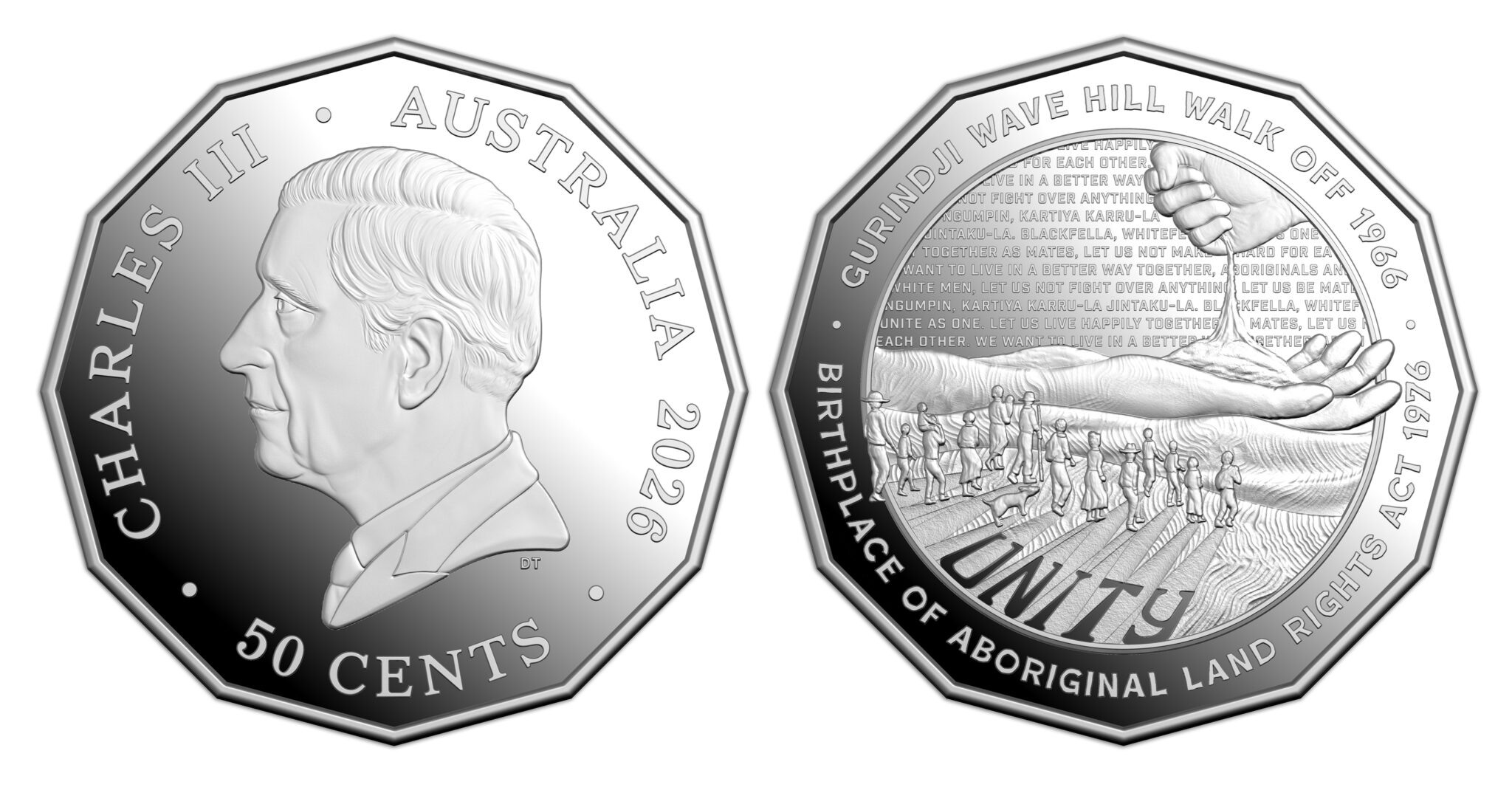 The 50-cent circulating commemorative for Aboriginal land rights.