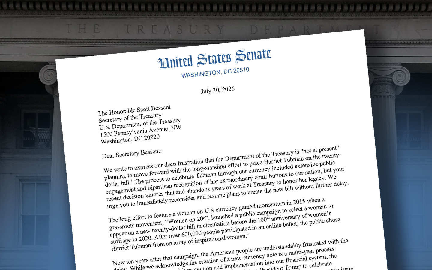 Senators Fight for Tubman $20